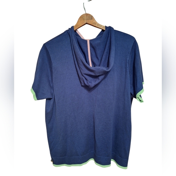 Quacker Factory Novelty Nautical Full Zip Short Sleeved Sweater Hooded Coastal - Picture 3 of 5